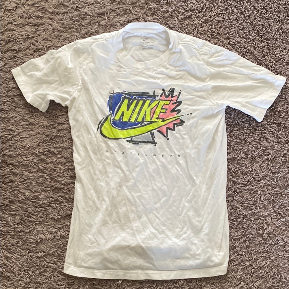 Nike White Short Sleeve Tee with Colorful Graphic